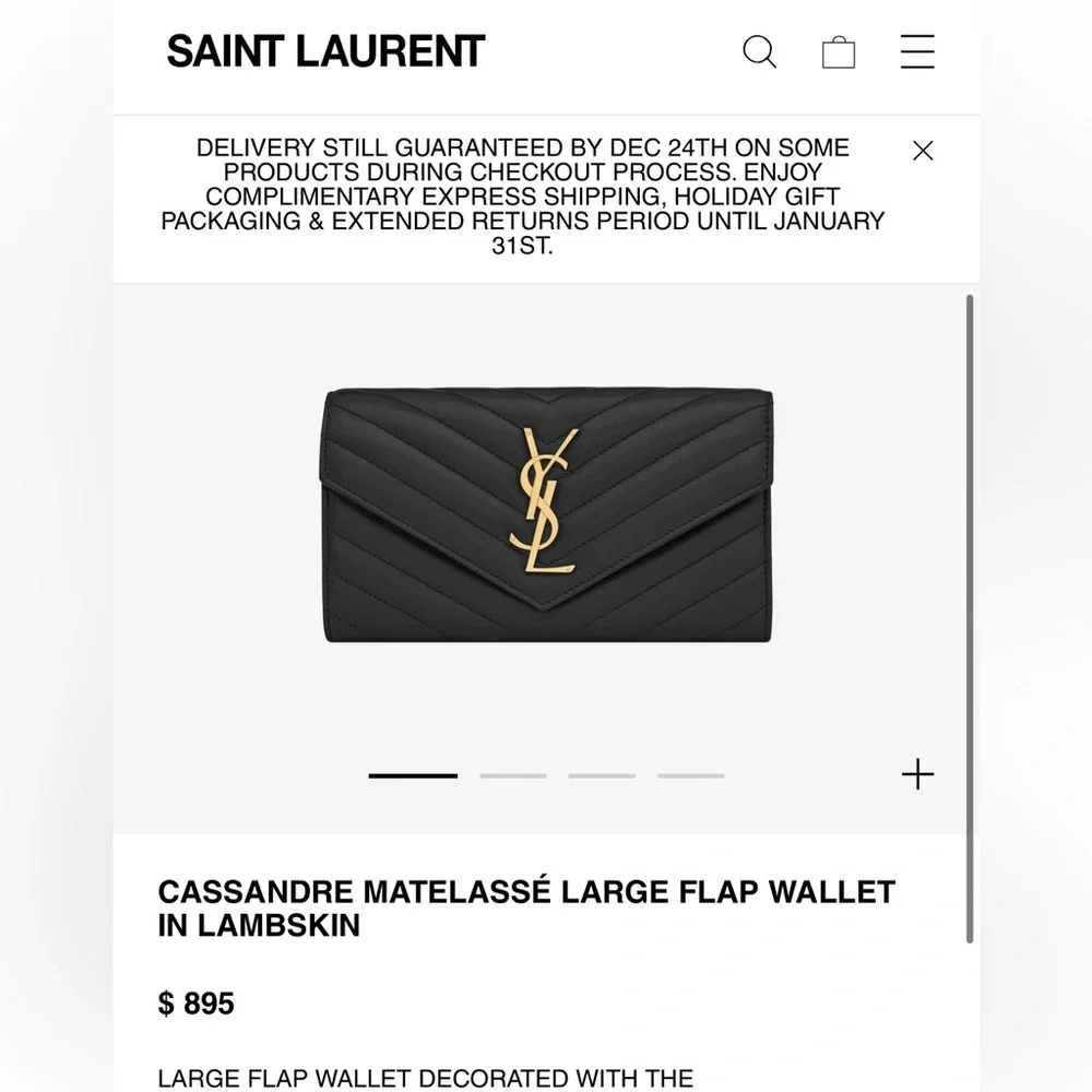 Black Yves Saint Laurent cassandre long flap wallet on chain gold - Picture 16 of 17